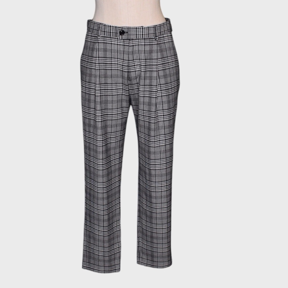 Zara Houndstooth Plaid‎ Tailored Ankle Pants